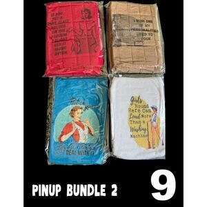 50s Pin up Housewife Dish Towels 2 -Brand New - Great Gift - Vendor Show Filler